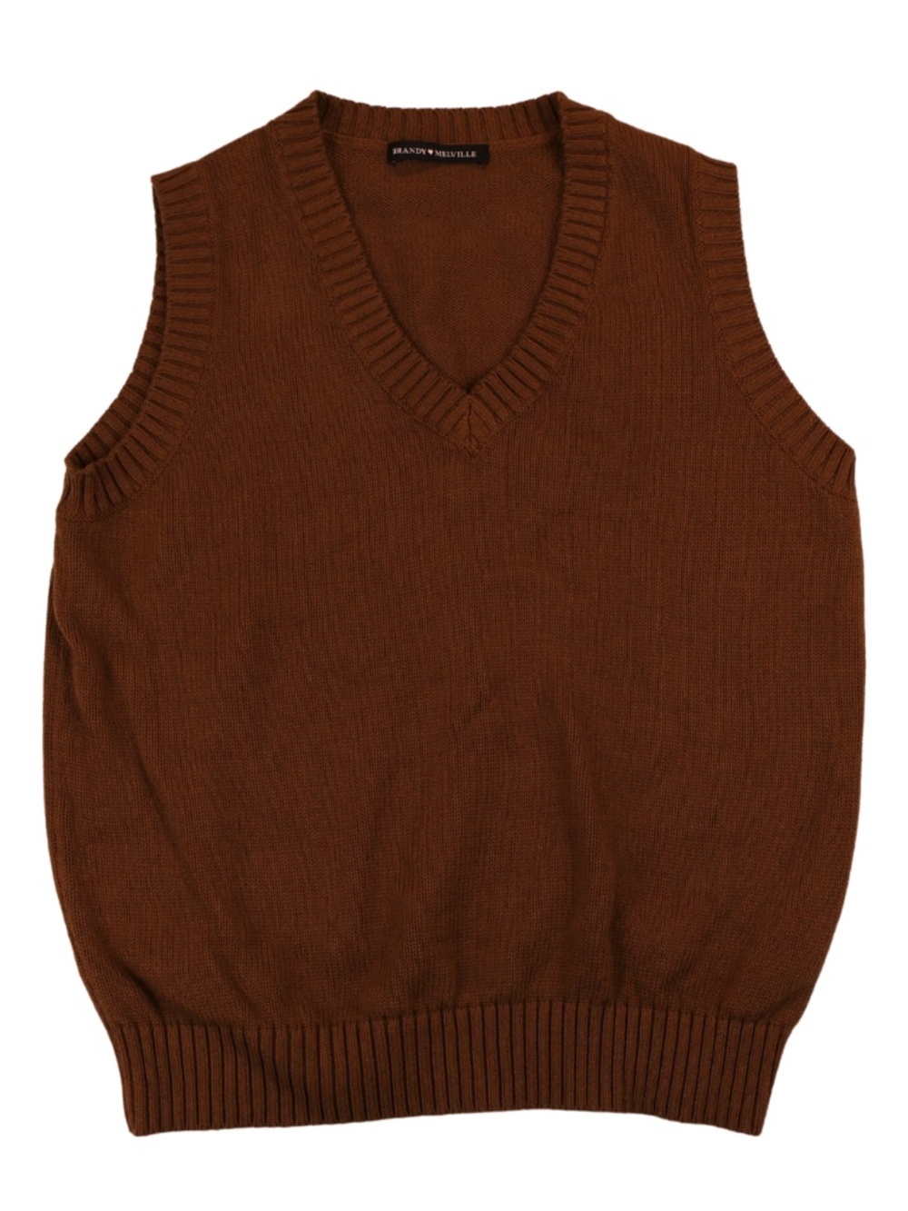 Brandy Melville Brown Cotton Knit Sweater Vest One Size